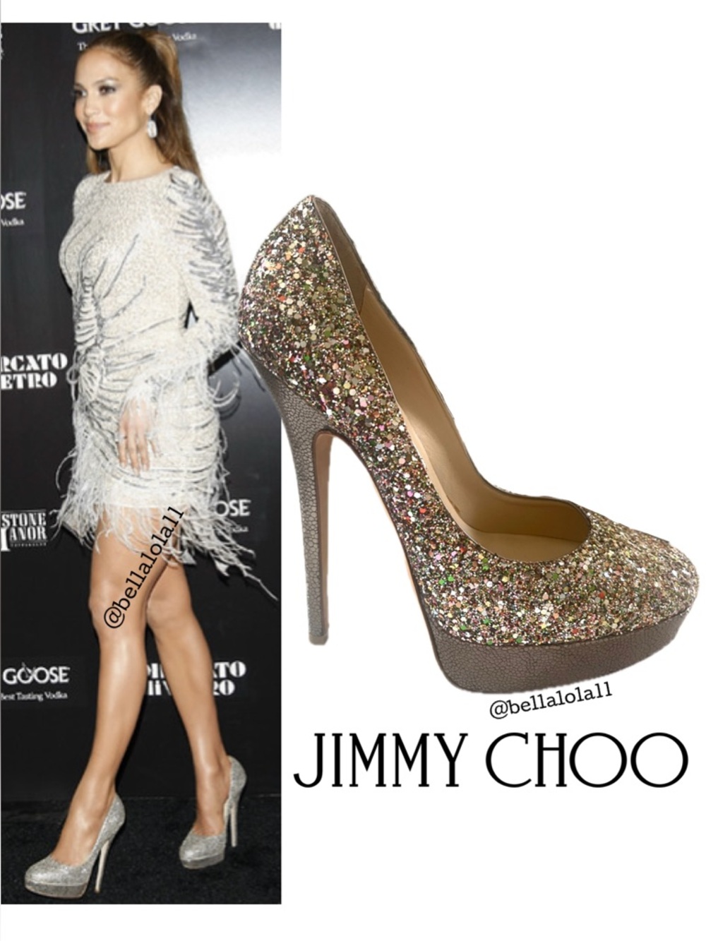 AUTHENTIC JIMMY CHOO GLITER PLATFORM HEELS